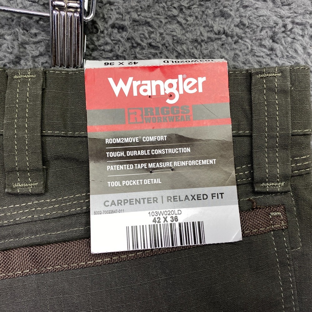 Wrangler RIGGS Carpenter Pants 42x36 Green Ripstop Workwear 103W020LD - Picture 8 of 12